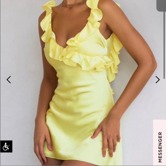 House of CB Dresses & Skirts - HOUSE OF CB Tink yellow ruffle sleeveless backless mini dress
